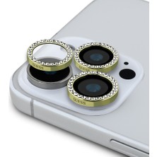 iPhone 17 Pro Uyumlu Guess Orjinal Lisanslı Rhinestone Taşlı Lens Koruyucu Gold
