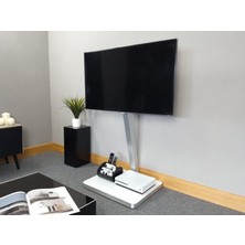 Sonorous Pl 2700-Wht-Slv Gri Alüminyum, Beyaz Taban Tv Sehpası 39'' - 65'' inç