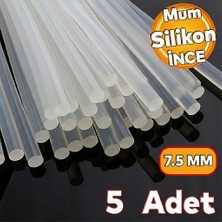 Virnex Ince Şeffaf Sıcak Mum Silikon 7.5mm 30CM 5 Adet (7.5mm Tabancalar Içindir)