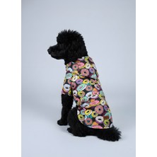 Kedi ve Köpek Kıyafeti & Elbisesi & Yağmurluğu - Renkli Donut Baskılı Fileli Yağmurluk