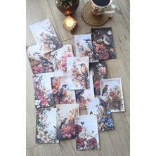 Kolbi Craft 52 Adet Eskitme Vintage Scrapbook Kuş Temalı Scrapbook Kağıt Seti Bullet Journal Dekupaj Kağıdı