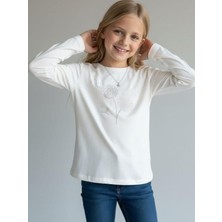 Zekids Kız Çocuk Taş Işlemeli Uzun Kollu T-Shirt