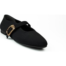 Babalı Miss Park Moda 502 Siyah Saten Kadın Babet