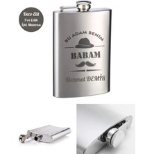 Marsilyan İsme Özel Kral Babam 9 Oz  Çelik Cep Matarası 266 Ml İçecek Cep Matarası Babaya Hediye