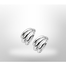 Versein Atelier Gümüş Renk Üçlü Görünümlü Halka Küpe