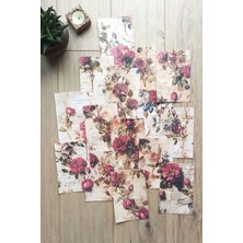 Kolbi Craft 45 Adet Eskitme Vintage Gül Temalı Scrapbook Kağıt Seti Bullet Journal Dekupaj Kağıdı Karışık Renk