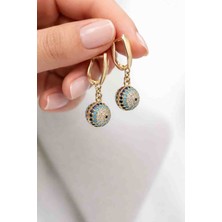 Xuping Jewelry Xuping 14K Altın Kaplama Nazar Desenli Sallantılı Küpe/melekcehobi Takı