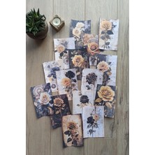 Kolbi Craft 15 Adet Eskitme Vintage Gül Temalı Scrapbook Kağıt Seti Bullet Journal Dekupaj Kağıdı