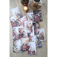 Kolbi Craft 15 Adet Eskitme Vintage Kuş Temalı Scrapbook Kağıt Seti Bullet Journal Dekupaj Kağıdı