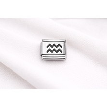 Youday Çelik Nomination Charm Kova Burcu | Paslanmaz Çelik Bileklik Charmı | Burç Temalı Modern Takı