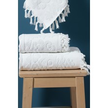 Bersay Tekstil %100 Pamuk 2'li Bağlamalı Lüks, Jakarlı, Çeyizlik Banyo Havlu Seti ( 1 Adet 50X90, 1 Adet 100X150 )