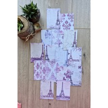 Kolbi Craft 15 Adet Mor Eyfel Kulesi Temalı Scrapbook Kağıt Seti Bullet Journal Dekupaj Kağıdı