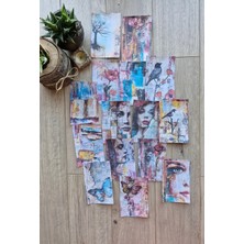Kolbi Craft 15 Adet Artistik Kolaj Temalı Scrapbook Kağıt Seti Bullet Journal Dekupaj Kağıdı Renkli