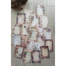 Kolbi Craft 20 Adet Eskitme Vintage Temalı Scrapbook Kağıt Seti Bullet Journal Dekupaj Kağıdı