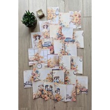 Kolbi Craft 26 Adet Sonbahar Çiçek Temalı Scrapbook Kağıt Seti Bullet Journal Dekupaj Kağıdı