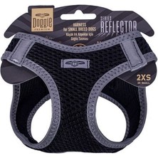 Indispensablely Doggie Havalı Dokuma Reflektör Küçük Irk Köpek Göğüs Tasması Xxsmall Siyah 26-30 cm