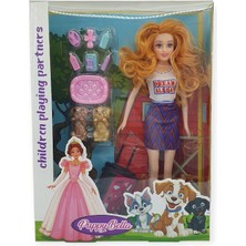 Azrlya Puppy Bella 30 cm Bebek ve Köpek Bakım Seti - Mor Elbise (Lisinya)