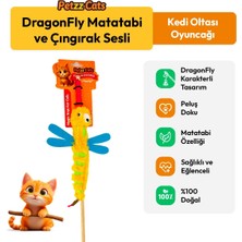 Indispensablely Petzzcats Dragonfly Matatabi ve Çıngırak Sesli Kedi Oltası Oyuncağı Sarı 42 cm