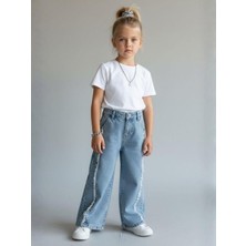 Zekids Kız Çocuk Yüksek Bel Tasarım Kot Pantolon