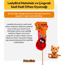 Indispensablely Petzzcats Ladybird Matatabi ve Çıngırak Sesli Kedi Oltası Oyuncağı Kırmızı/mavi 42 cm