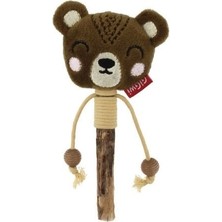 Indispensablely Gigwi Ayıcık Ahşap Çubuklu Peluş Kedi Oyuncağı Kahverengi 4X12.5X22.8 cm