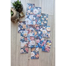 Kolbi Craft 15 Adet Siyah Renkli Çiçek Temalı Scrapbook Kağıt Seti Bullet Journal Dekupaj Kağıdı