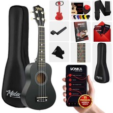 Midex UKX-233BK Siyah Concert Ukulele (Askı Çanta Metod Pena)