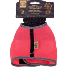 Indispensablely Cattie Havalı Dokuma Kedi Göğüs ve Gezdirme Takımı Small Pembe 1X20-30 cm