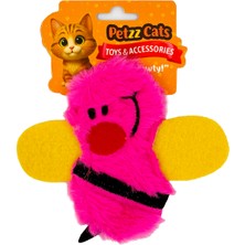 Indispensablely Petzzcats Bee Matatabi ve Çıngırak Sesli Peluş Kedi Oyuncağı Pembe 15X14 cm