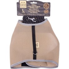 Indispensablely Cattie Havalı Dokuma Kedi Göğüs ve Gezdirme Takımı Large Bej 1.5X30-40 cm