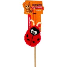 Indispensablely Petzzcats Ladybird Matatabi ve Çıngırak Sesli Kedi Oltası Oyuncağı Kırmızı/sarı 42 cm