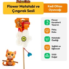 Indispensablely Petzzcats Flower Matatabi ve Çıngırak Sesli Kedi Oltası Oyuncağı Beyaz 42 cm