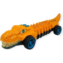 Azrlya Timsah Araba - Otomatik Hareketli Sesli Işıklı 32 cm - Turuncu Timsah (Lisinya)