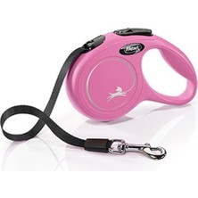 Indispensablely Flexi New Şerit Otomatik Köpek Gezdirme Tasması Xsmall Pembe 3 mt