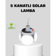 Azrlya Solar Güneş Enerjili ve USB Şarjlı 5 Kanatlı LED Kamp Lambası - Lisinya