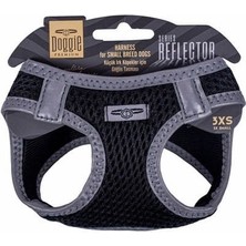 Indispensablely Doggie Havalı Dokuma Reflektör Küçük Irk Köpek Göğüs Tasması Xxxsmall Siyah 22-26 cm