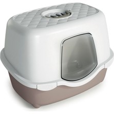 Indispensablely Stefanplast Tres Chic Karbon Filtreli Kapalı Kedi Tuvaleti Beyaz/bej 56X39X39 cm