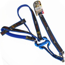 Indispensablely Euro Dog Köpek Uzatma Tasması ve Göğüs Tasması Takımı Mavi/siyah 25 mm 120 cm