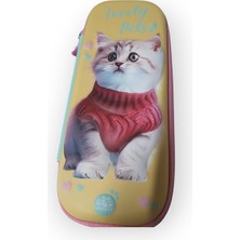 Azrlya Kalemlik Kutusu Fermuarlı Kabartmalı Kedi Desenli