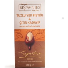 Brownies Food & Co. Signature Serisi Tuzlu Yer Fıstığı & Çıtır Kadayıf Dolgulu Çikolata Tablet 100 Gram