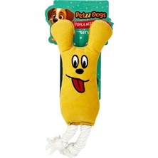 Indispensablely Petzzdogs Doggy Sesli Dayanıklı Peluş Köpek Çiğneme Oyuncağı Sarı 26X10 cm