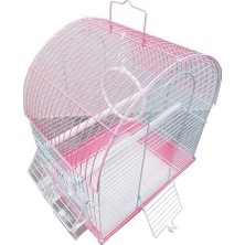 Indispensablely Dayang Iki Kapılı Davul Muhabbet Kuş Kafesi Pembe 30X23X40 cm