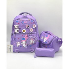 Aksesuarlı Cüzdanlı Termal Beslenmelik ve Kalemlikli Kız Çocuk Sırt Okul Çantası Seti