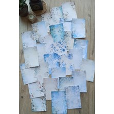 Kolbi Craft 28 Adet Eskitme Vintage Mavi Temalı Scrapbook Kağıt Seti Bullet Journal Dekupaj Kağıdı