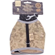Indispensablely Cattie Havalı Dokuma Kedi Göğüs ve Gezdirme Takımı Small Kamuflaj 1X20-30 cm