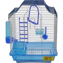 Indispensablely Kiki Excellent Beşgen Çatılı Tek Kapılı Muhabbet Kuşu Kafesi Renkli 36X28X21 cm