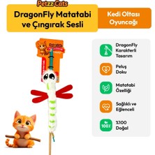 Indispensablely Petzzcats Dragonfly Matatabi ve Çıngırak Sesli Kedi Oltası Oyuncağı Beyaz 42 cm