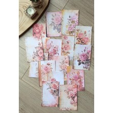 Kolbi Craft 15 Adet Eskitme Vintage Gül Temalı Scrapbook Kağıt Seti Bullet Journal Dekupaj Kağıdı