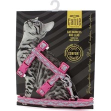 Indispensablely Cattie Desenli Kedi Göğüs ve Gezdirme Tasma Aparatı Pembe 1X25-40 cm