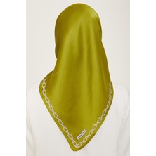 Armine Yeşil - Beyaz Düz Renk Sura Ipek Eşarp 9154 - 84